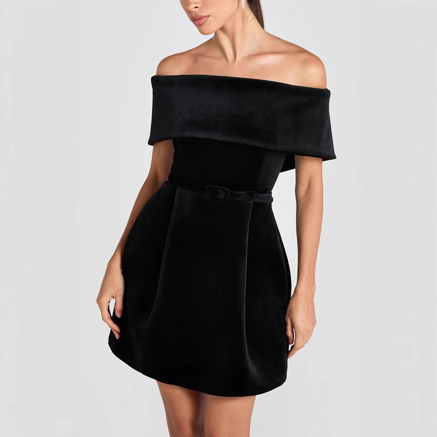 Women Spring Summer Off Shoulder Casual Pocket Dress 5