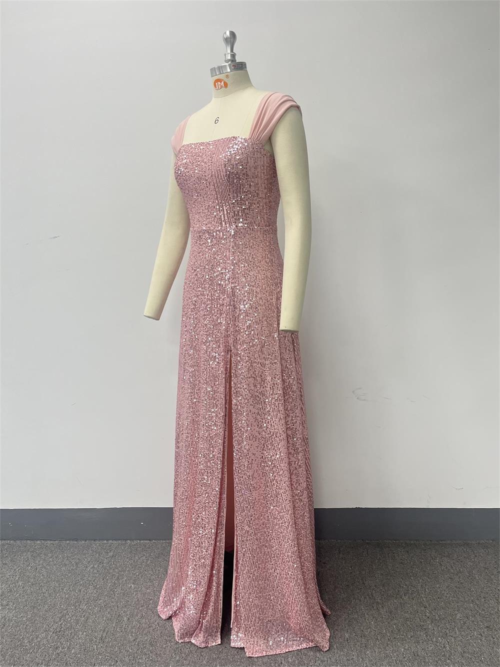 Women sequined sequined suspenders sleeveless slit sexy evening dress 10