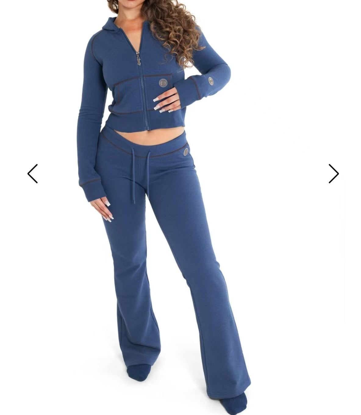 Sports Clothing Women's Solid Color Long-Sleeved Zip Hoodies Trousers Fashion Two Piece Set 12