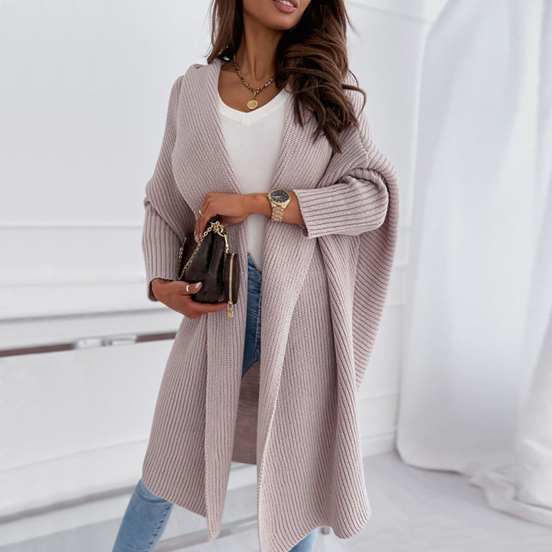 Fashionable Long-Sleeved Loose Cardigan Long Sweater Coat