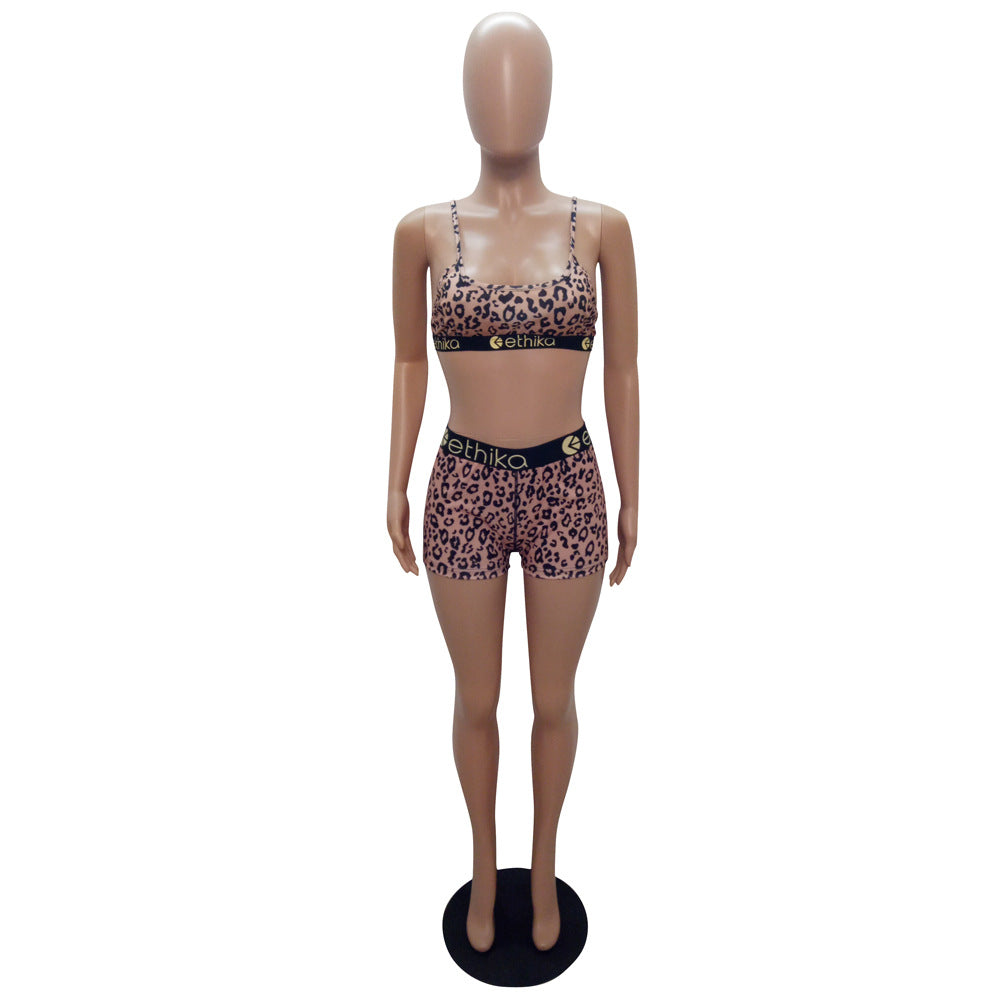 Women's Summer Sexy Printed Camisole Shorts Two-Piece Set 16