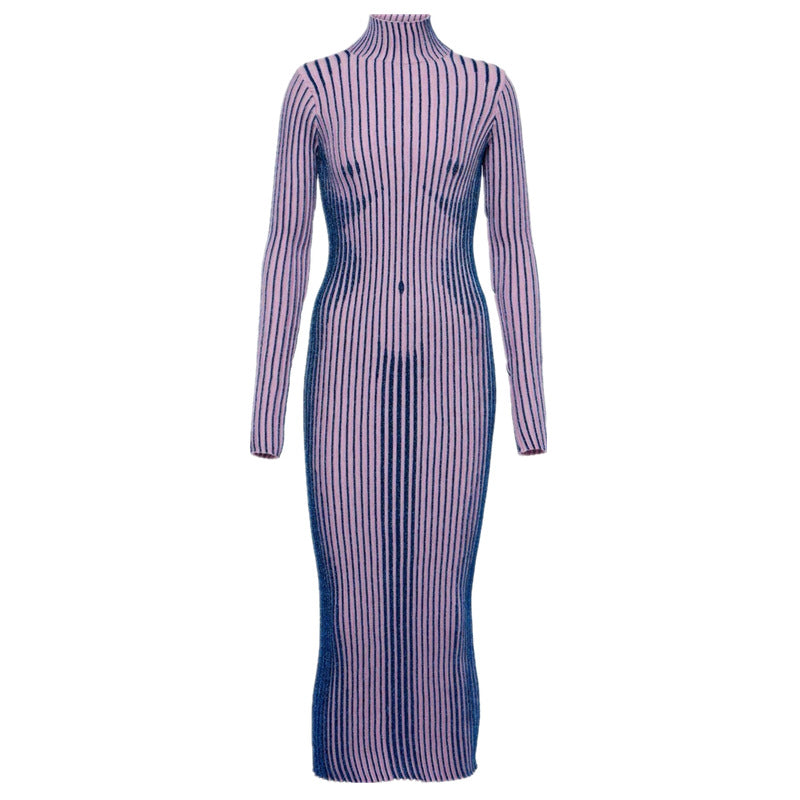 Women Leopard Round Neck Long Sleeve Maxi Dress 5