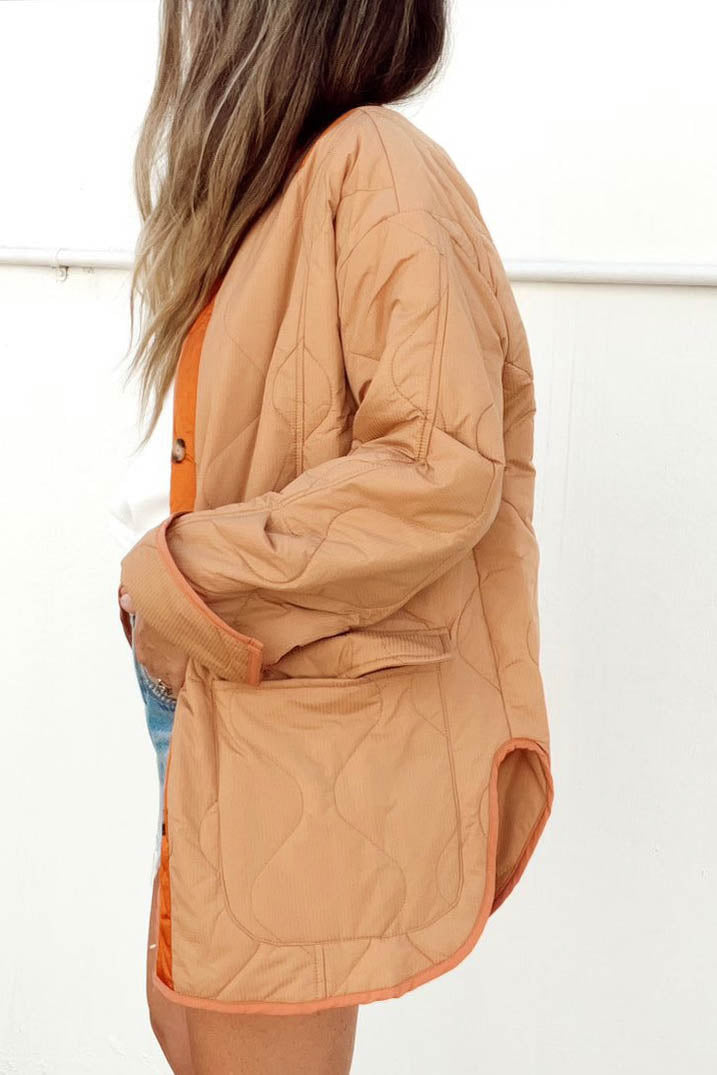 Women Autumn and Winter Pine Color Block Padded Jacket 6