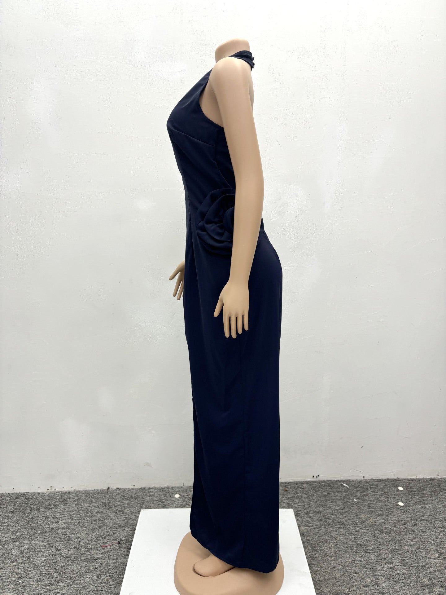 Elegant Women Flower Halter Slit Long Dress 8