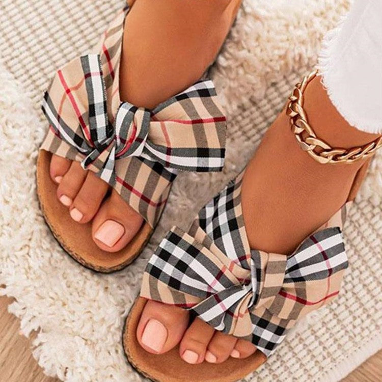 Slippers women's summer Outdoor Wear summer bow home shoes women's flat heel sandals beach slippers 8