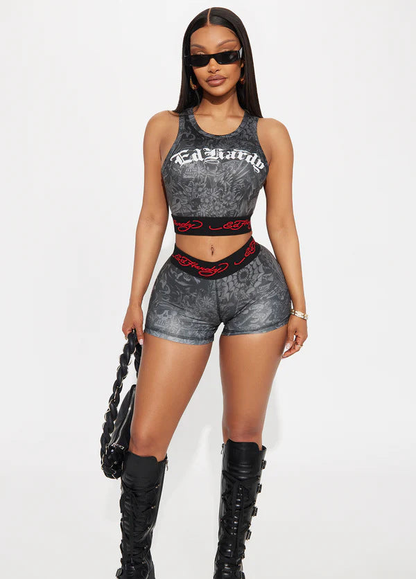 Fashion Print Vest Shorts Set 4