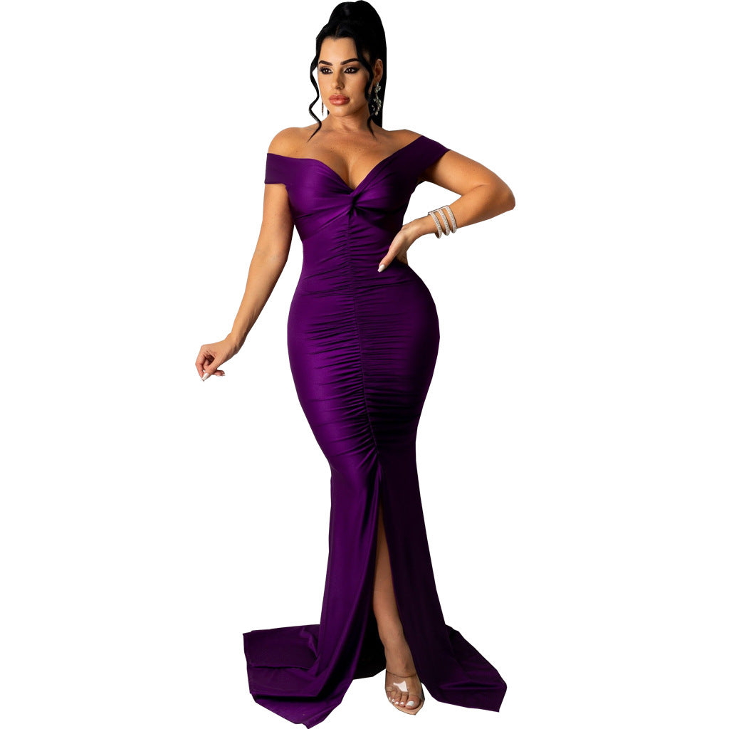 Women Sexy V Neck Slightly Wrinkled Dress 21