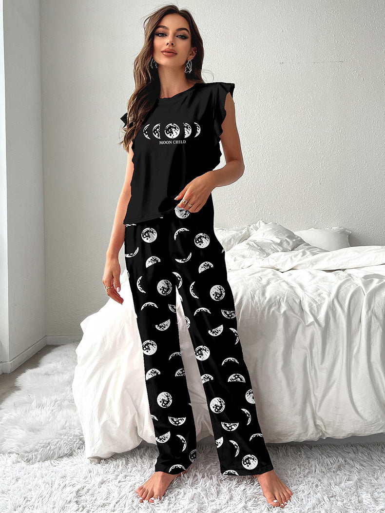 Flying Sleeve T-Shirt Trousers Women's Home Clothes  Summer Pajamas 3