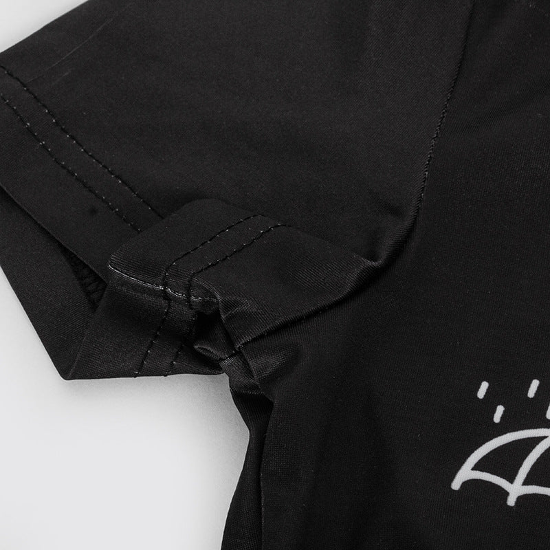 Summer Solid Color Round Neck Short Sleeve Letter Print Slim Mini Dress 10