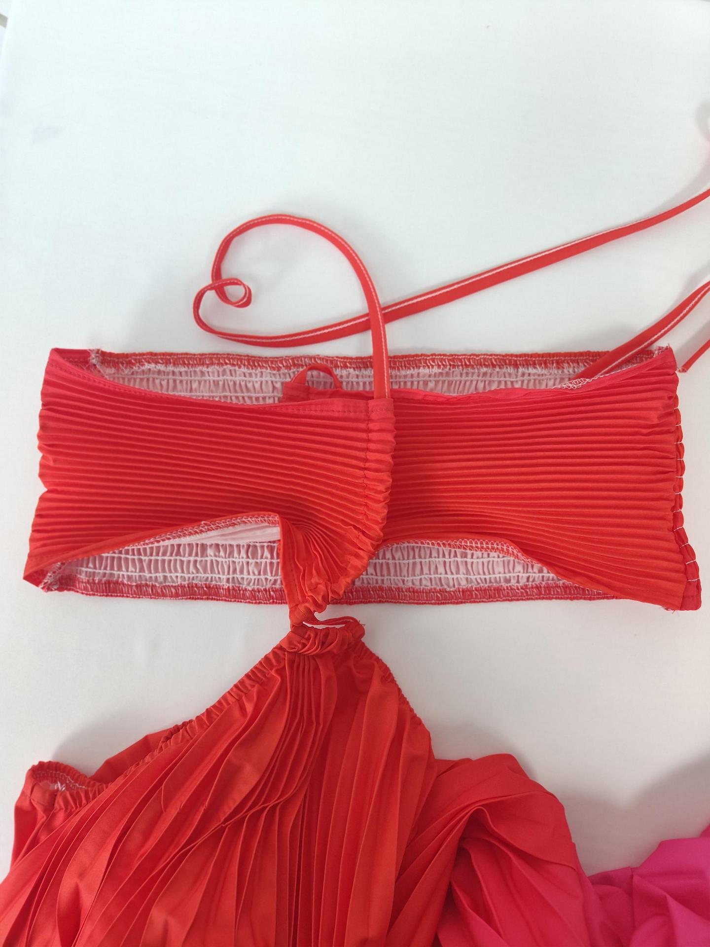 Women summer gradient Halter Neck pleated beach Holidays Maxi Dress 20