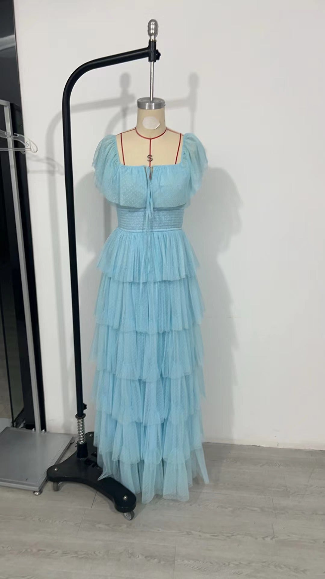 Women Tulle Ruffle Party Maxi Dress 8