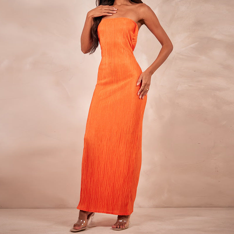 Strapless Printed Slim Fit Women's Long Dress 4