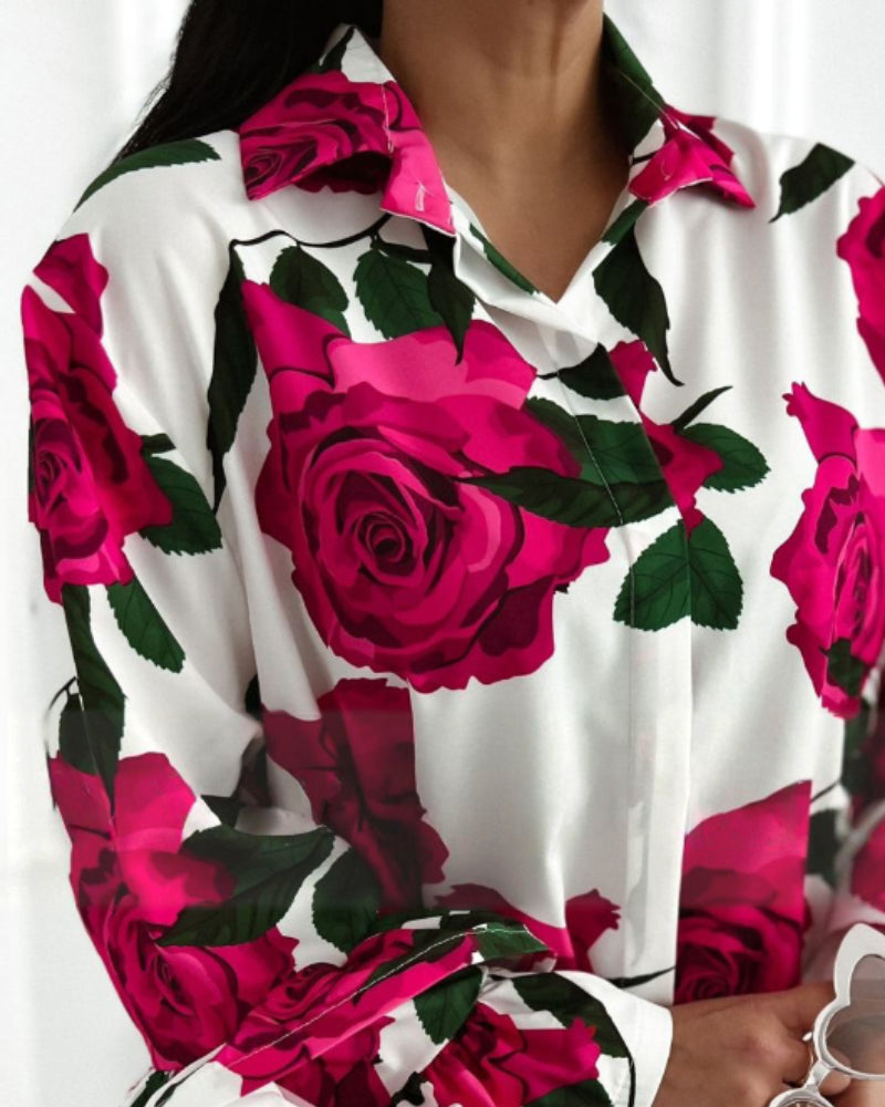 Women Rose Long-sleeved Shirt 4
