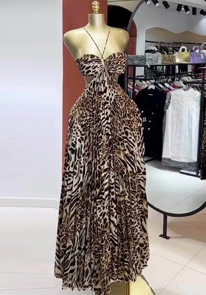 Women Spring Strapless Pleated Dress