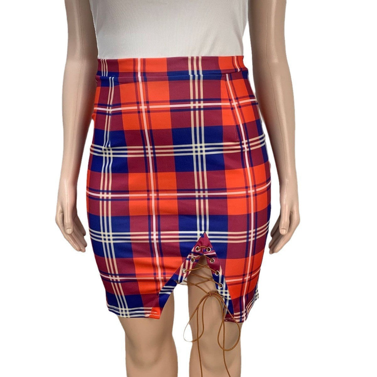 Fashion Summer Printed Lace-Up Slim Sexy Plus Size Skirt 6