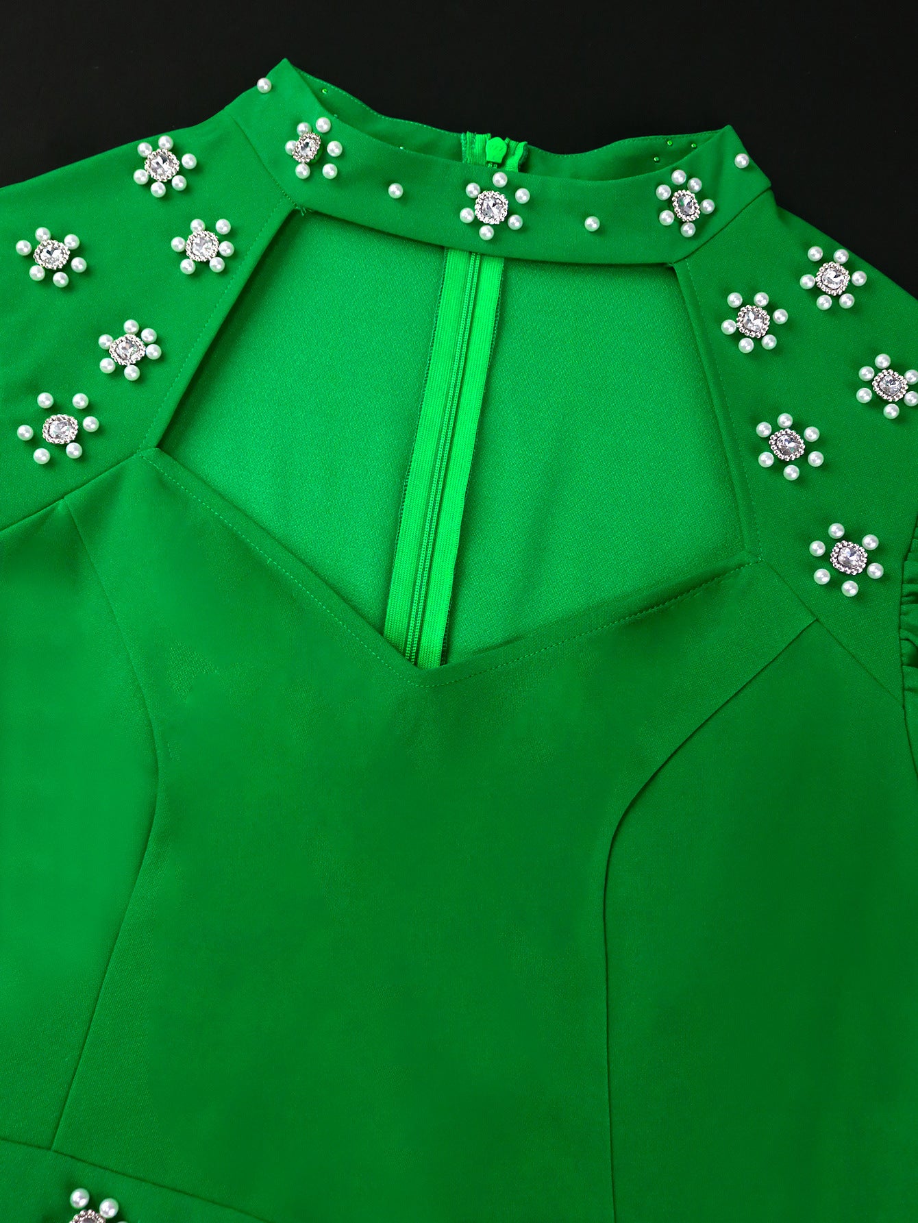 Plus Size Women Hollow Collar Beaded Party Formal Party Dresses 8