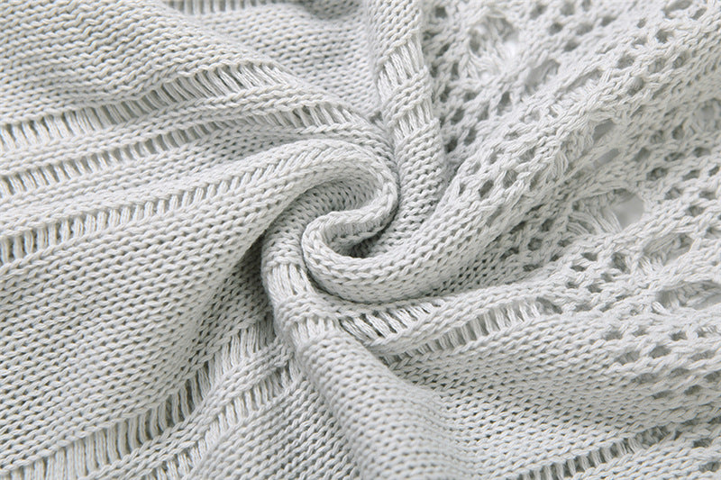 Women Fall Knitting Cutout Ripped Sexy V-Neck Bodycon Dress 16