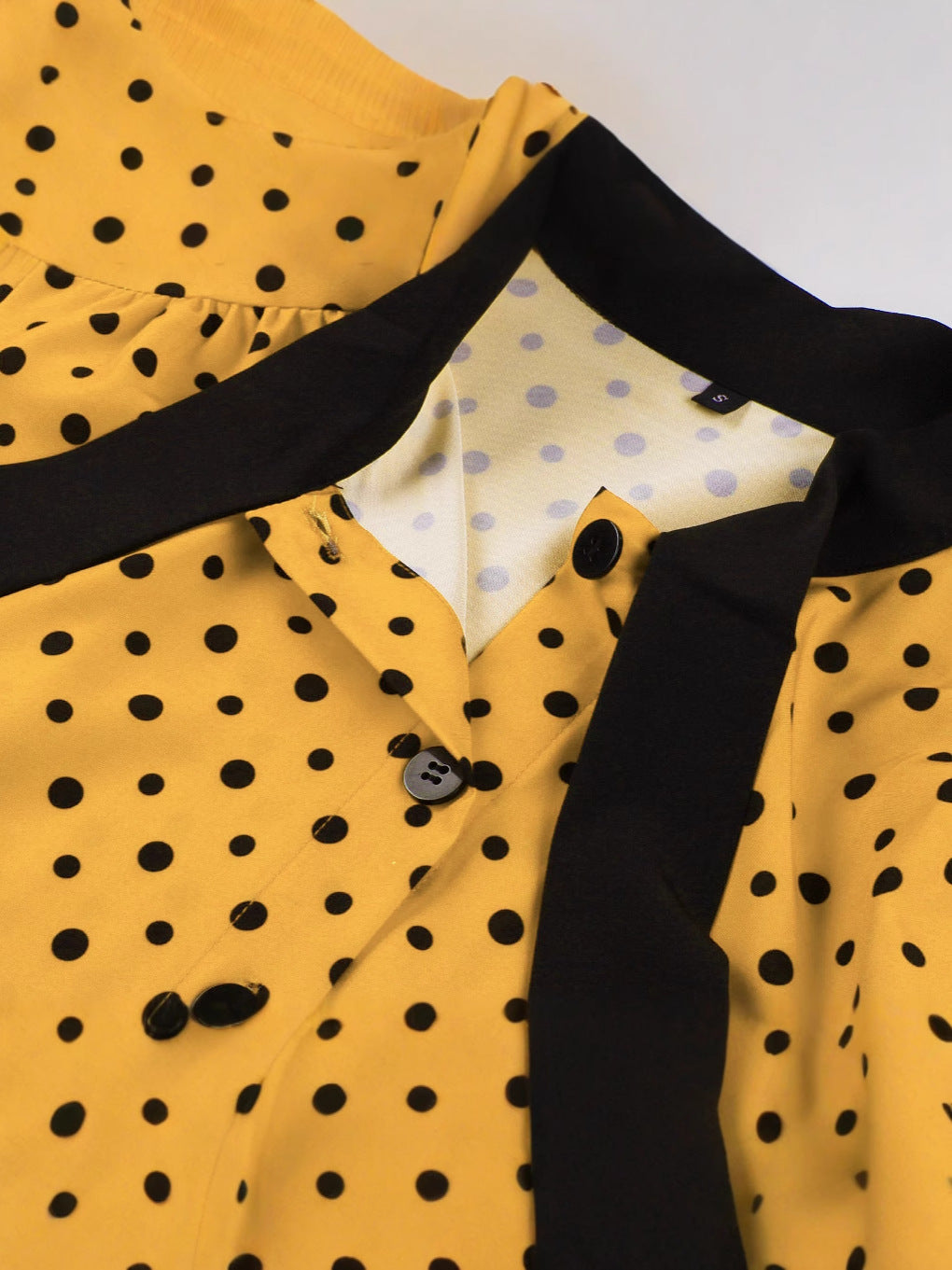 Women's Short-Sleeve Round Neck Knee-Length Retro Polka Dot A-line Dress 8