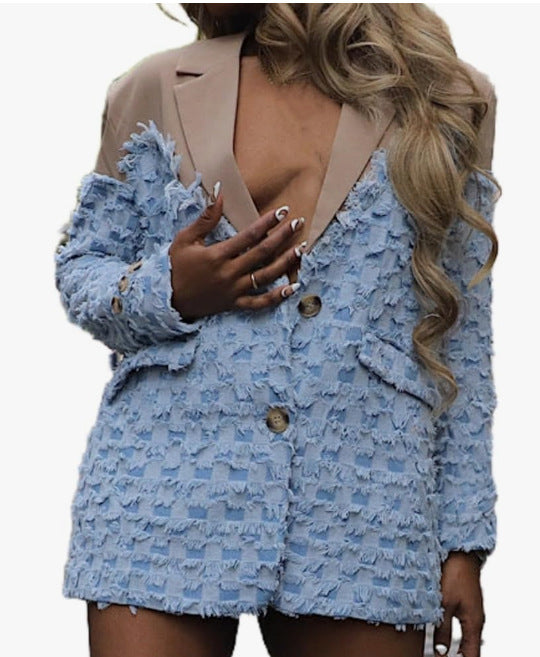 Checkerboard Jacquard Patchwork Jacket 3