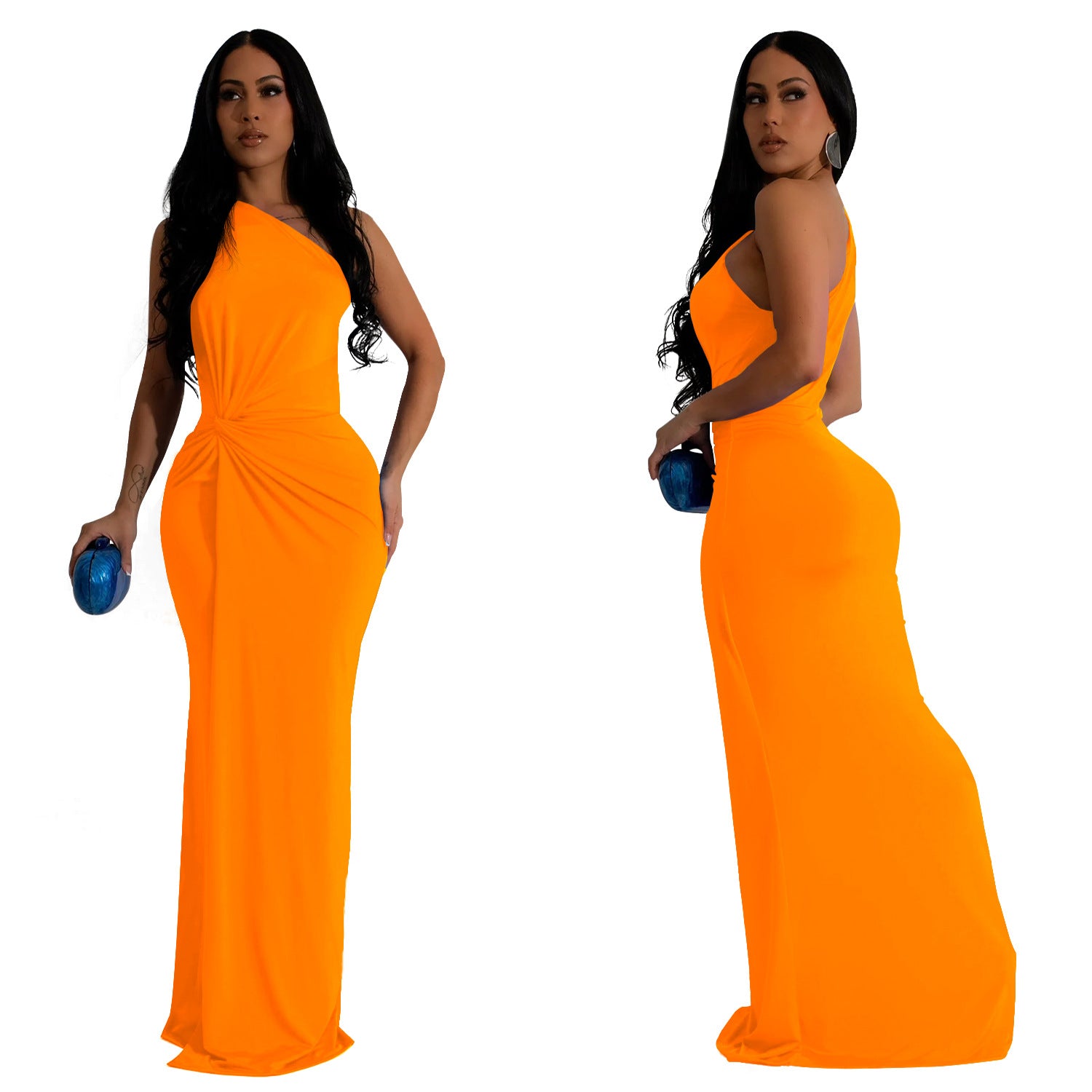 Fashion women one shoulder slim evening dress 24