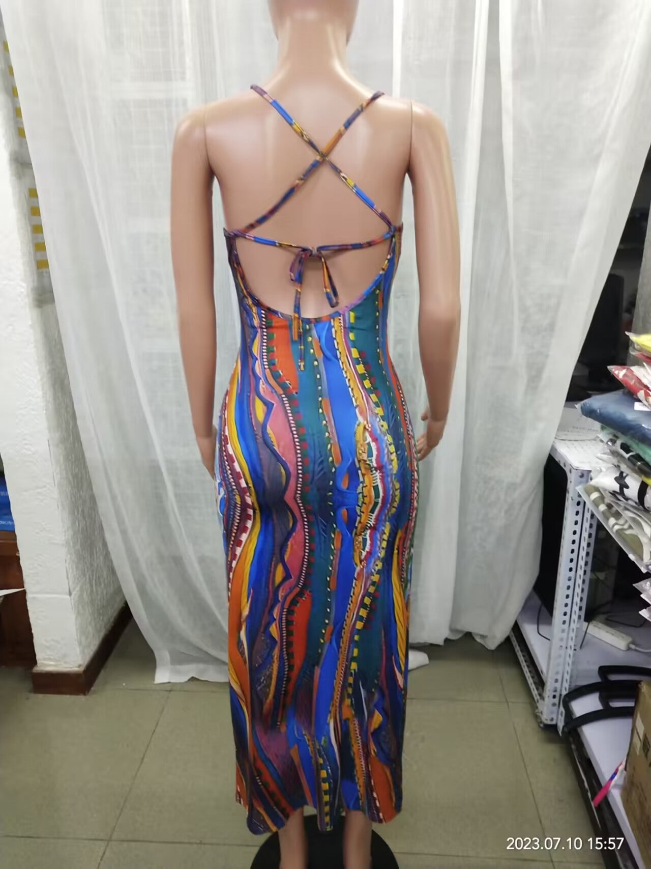 Womenprinted Strap Sexy Long Dress 8