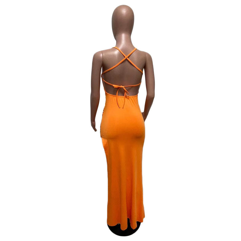 Women's Clothing Spring Summer Fashion Sexy Sling Pure Color Dress 34