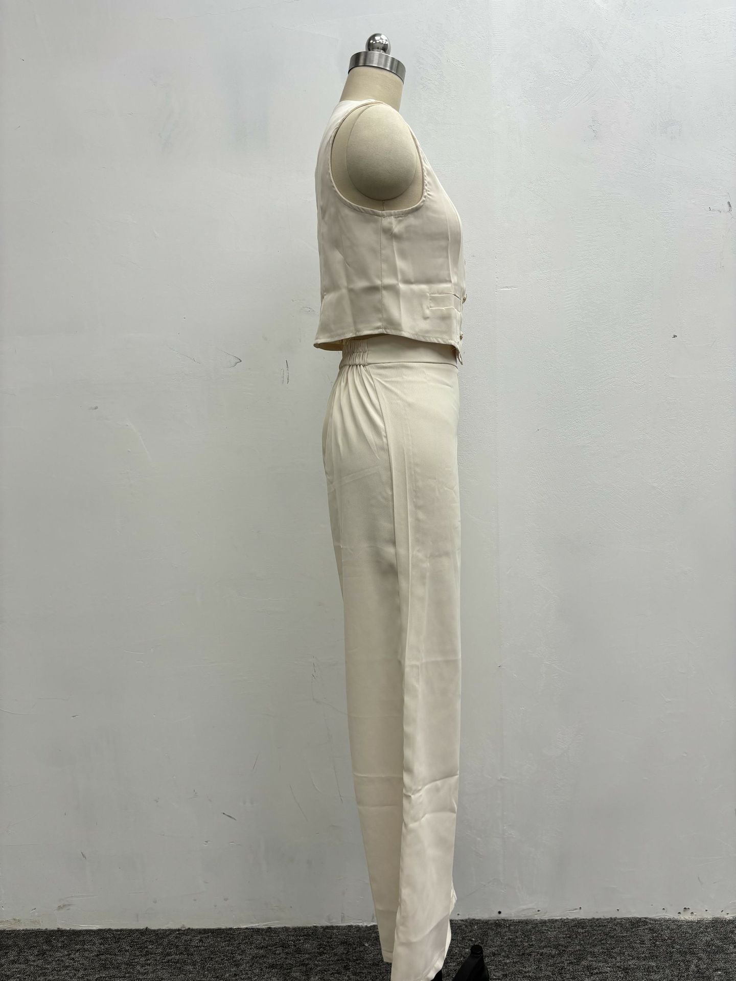 Summer Suit Women's Fashion Casual Solid Color Vest Trousers Two-Piece Set 15