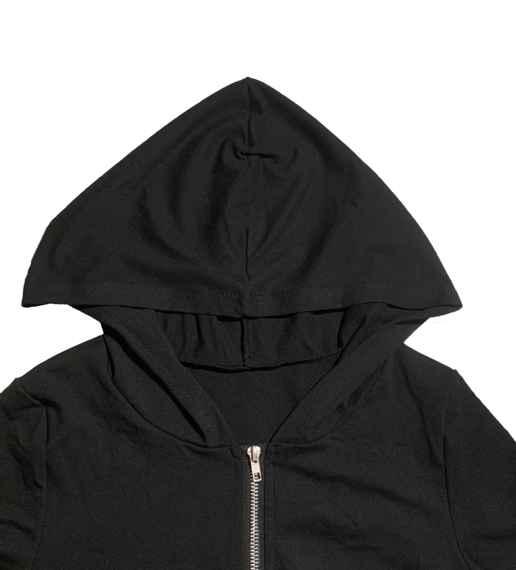 Women Spring Zipper Short Sleeve Hooded Top and Bell Bottom Pants Two-Piece Set 15