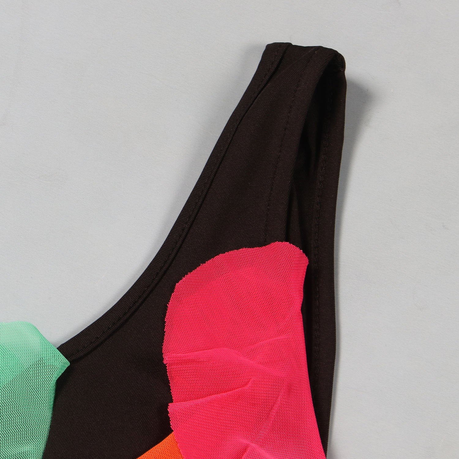 Women Contrasting Ruffles Line Irregular Mini Dress 62