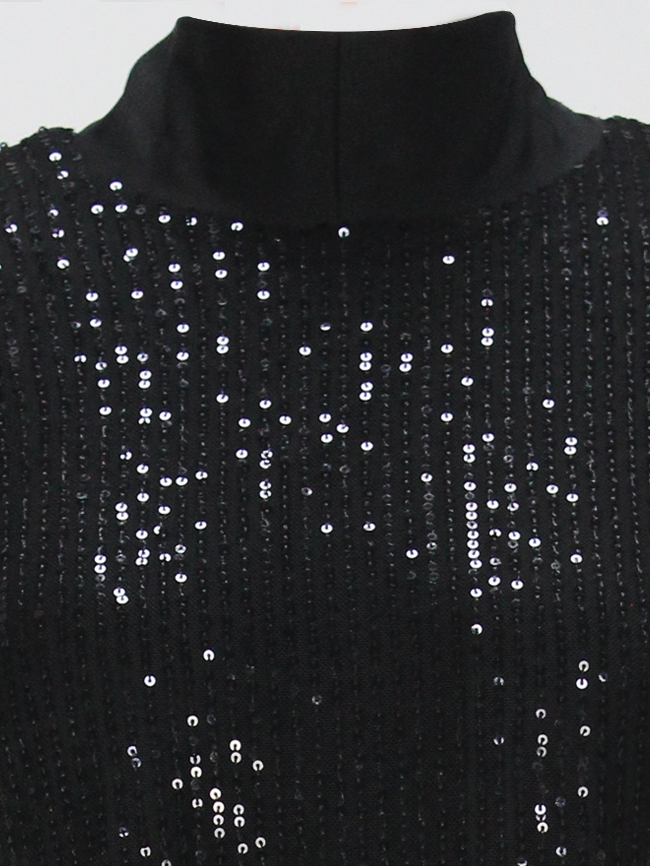 Women's Fashion Elegance high Neck Sleeveless Sequin Plus Size Short Dress 8