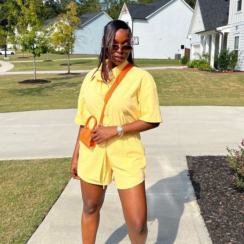 Women African casual short sleeve top and shorts two-piece set 5