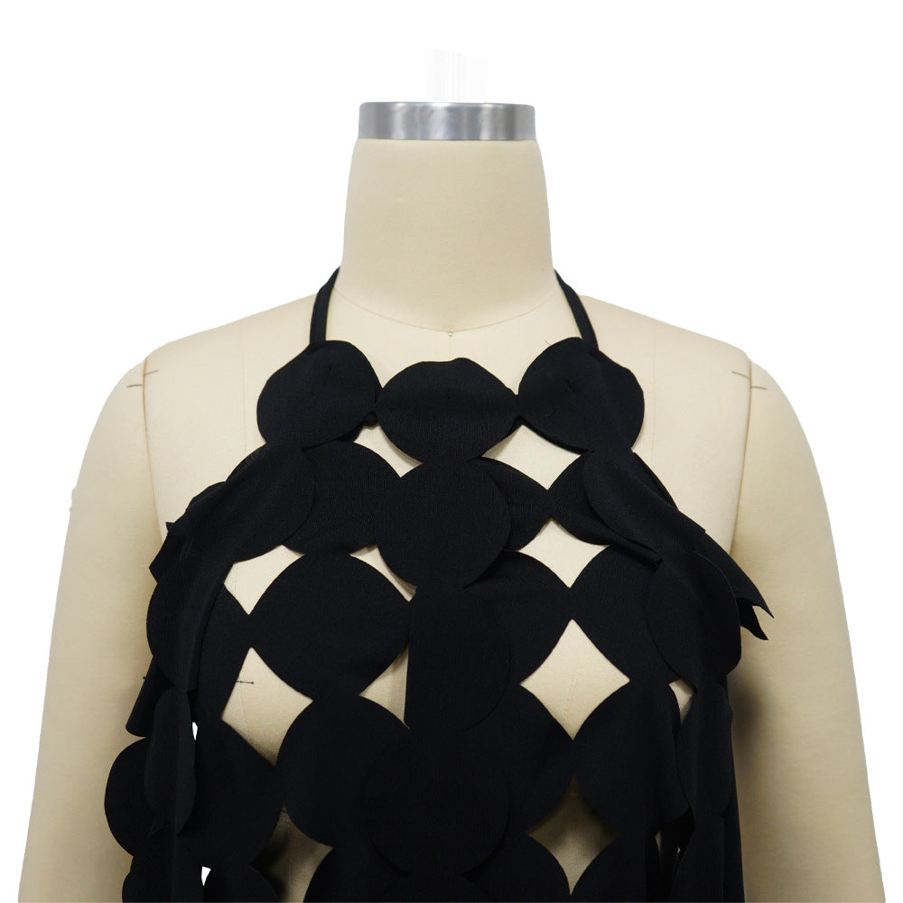 Women's Sexy Low Back Lace Up Long Top Wide Leg Pants Fashion Two Piece Suit 16