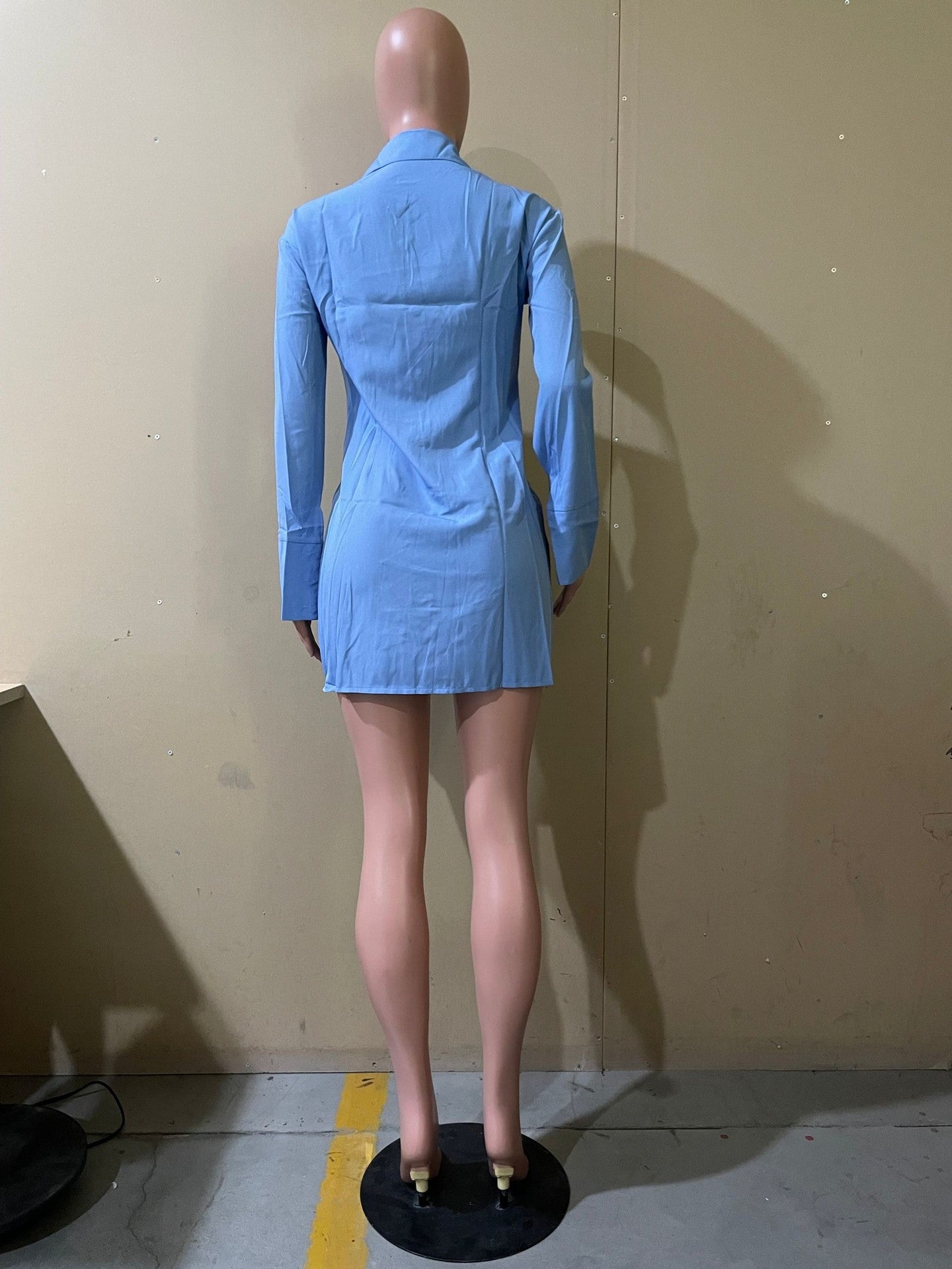 Women Spring Fashion Slit Turndown Collar Shirt 11