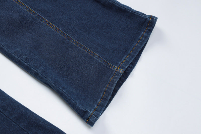 Women's Summer Slim Fit Fashion Low Back Retro High Waist Denim Jumpsuit 15