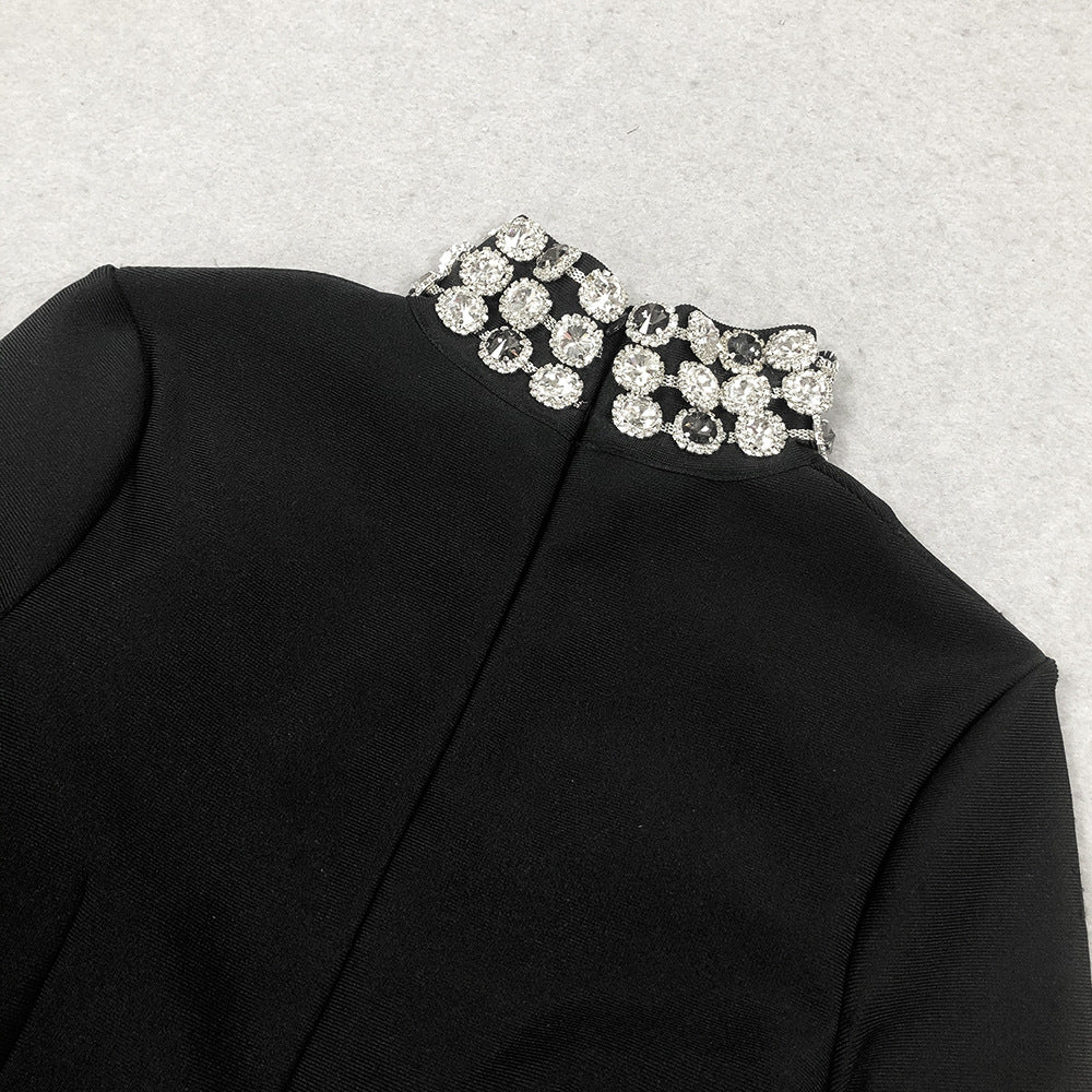 Sexy Fashion Slim Long Sleeve Bandage Beaded Women's Short Dress 10