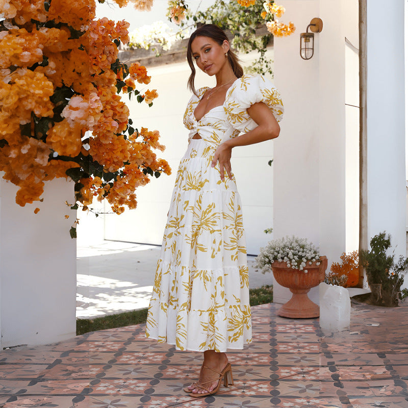 Women Printed Puff Sleeve Dress 49