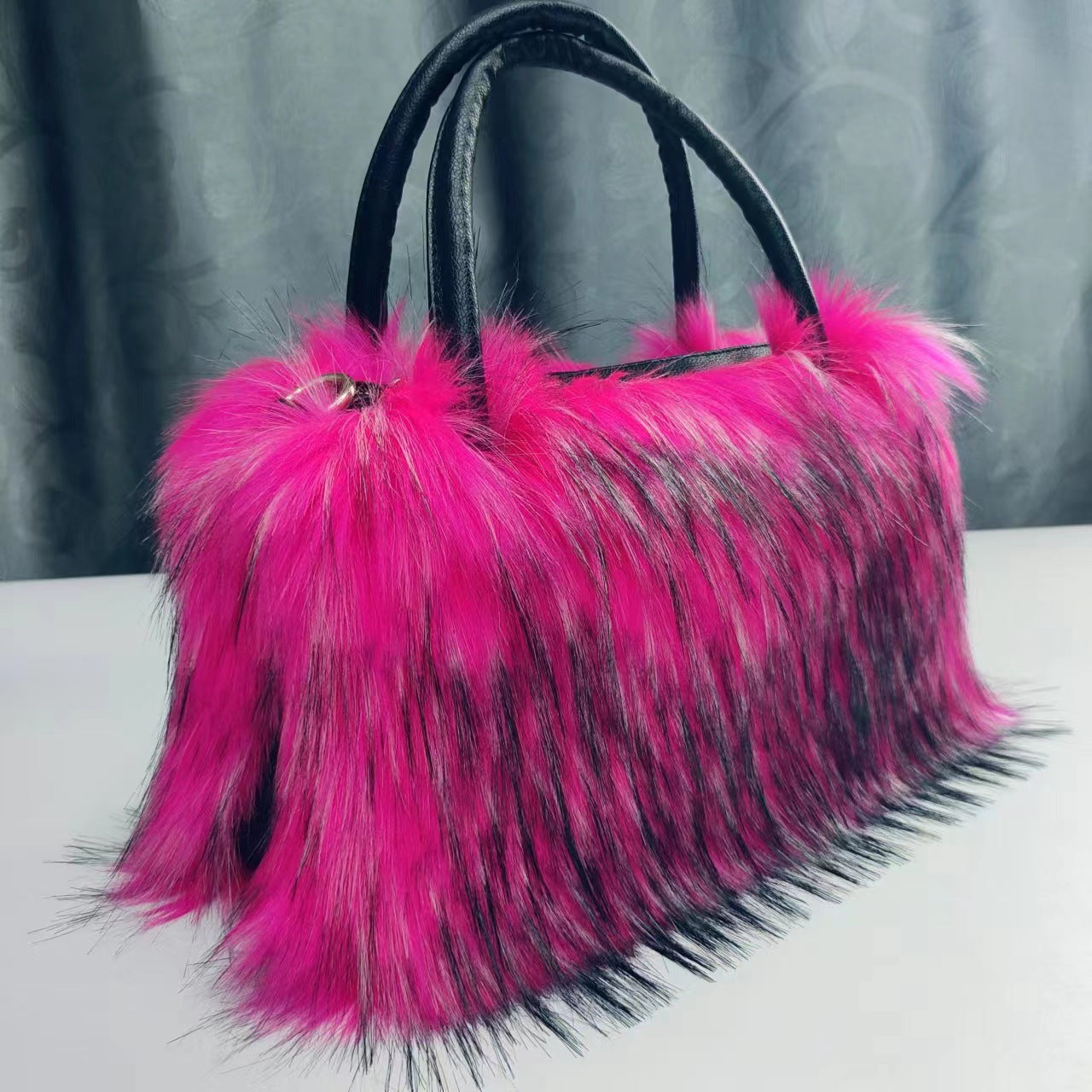 Faux fur plush handbag Faux raccoon fur handbag 16