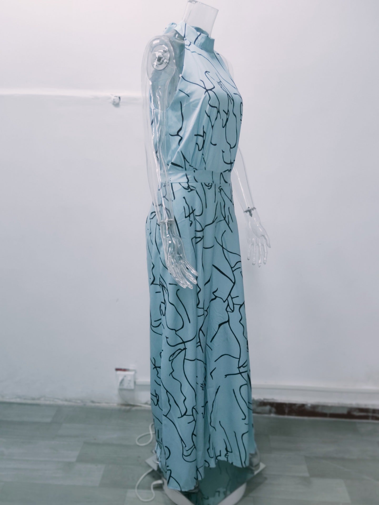 Summer Women Elegant Lace-Up Sleeveless Halter Neck Print Jumpsuit 29