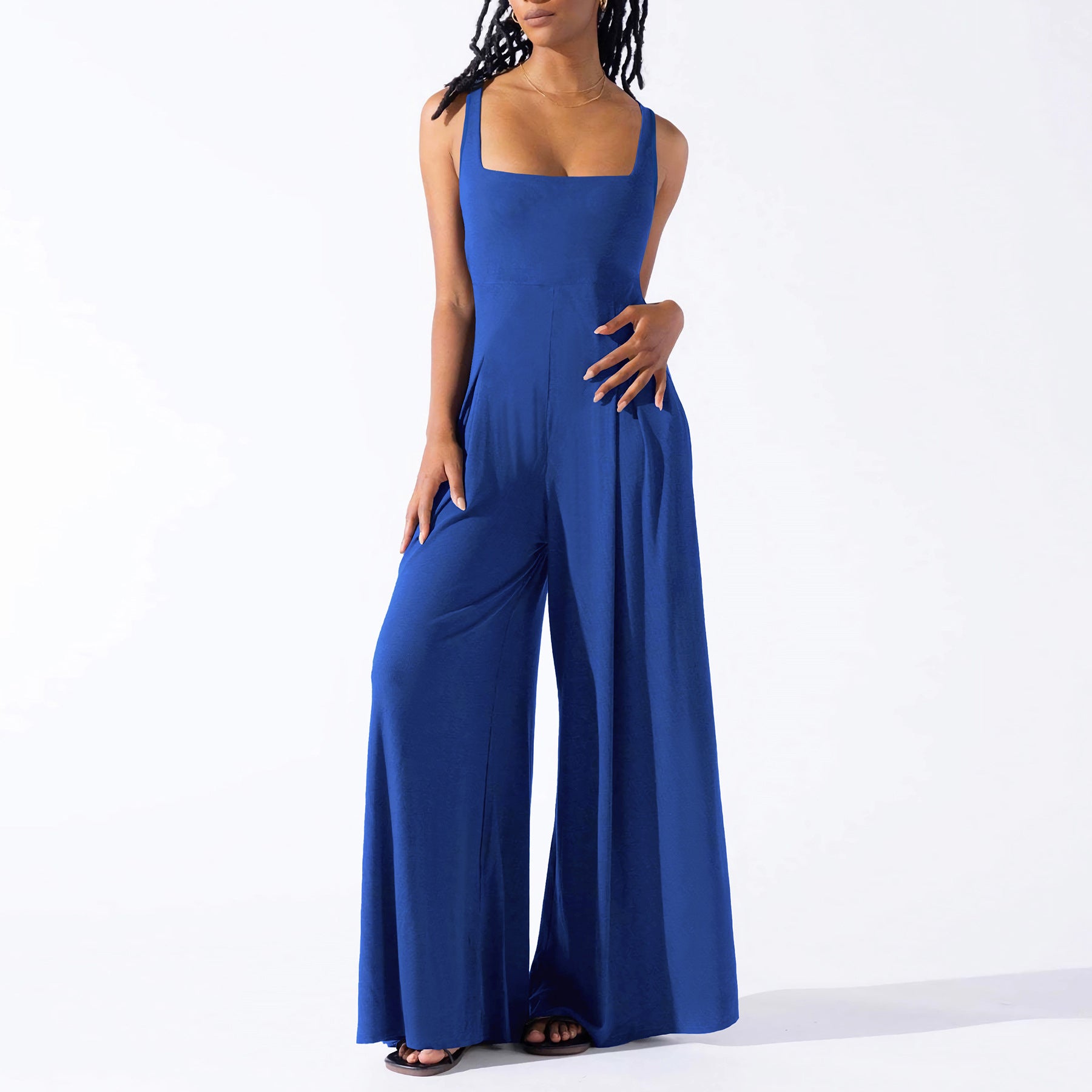 Women Casual Knitting Sexy Suspender Wide Leg Jumpsuit 13
