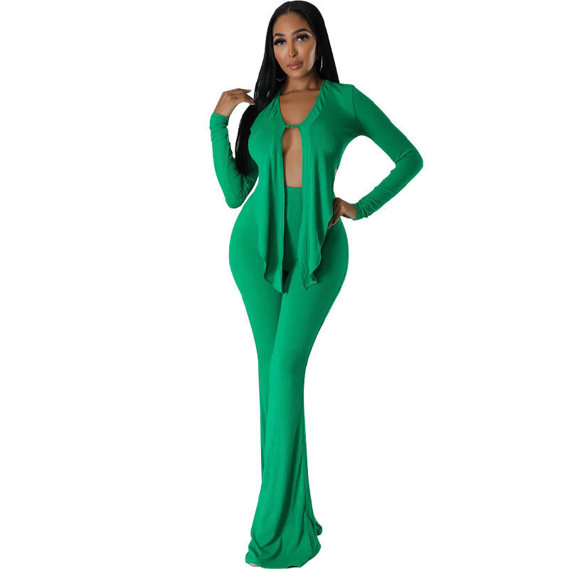 Women Autumn Casual Long Sleeve Top and Pant Two-piece Set 5