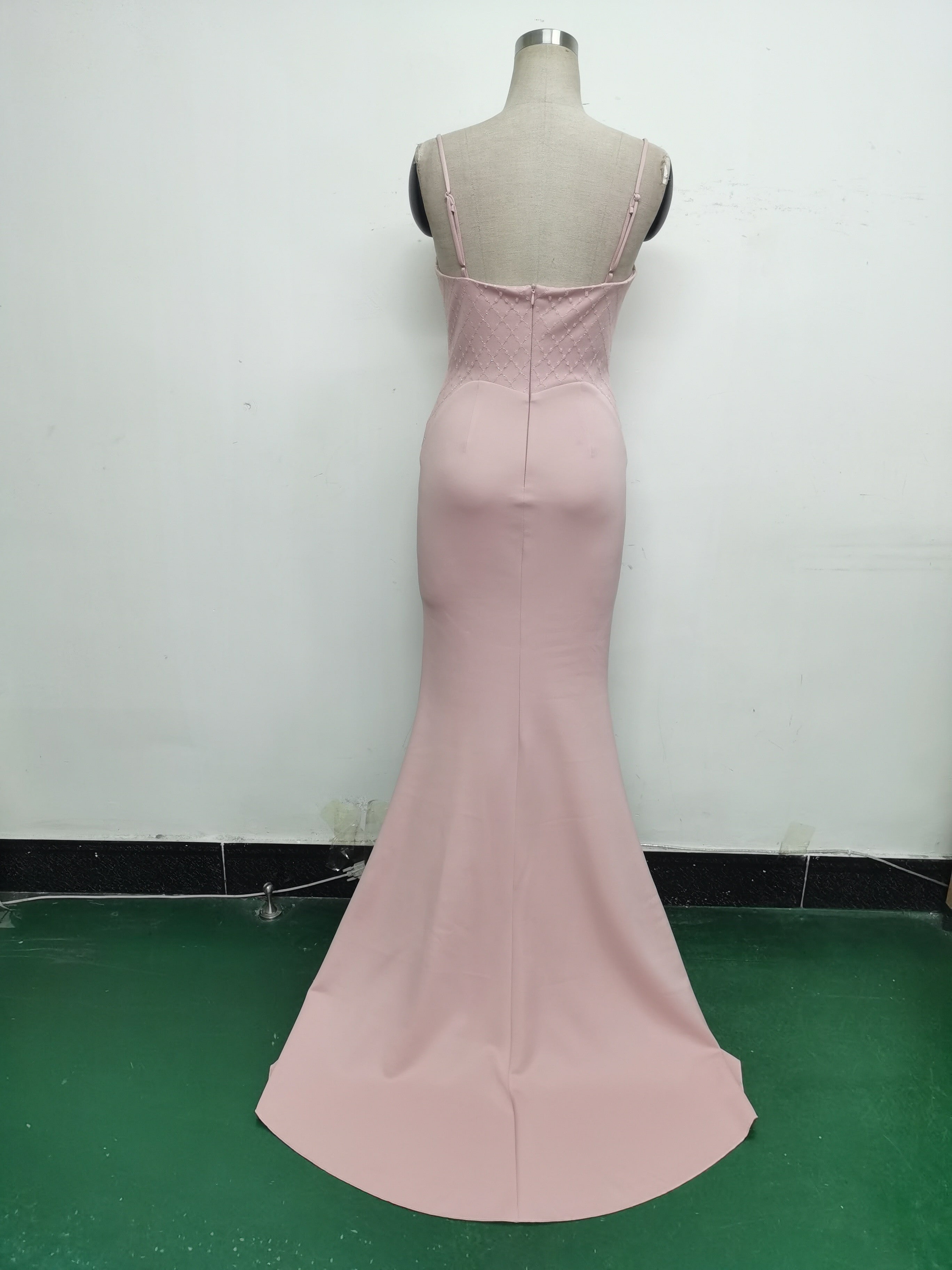 Women Fishbone Lace Sequin Formal Dinner Wedding Fishtail Evening Dress 26