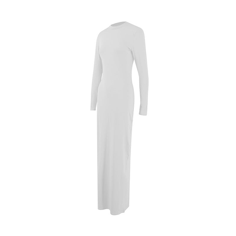 Women Round Neck Long Sleeve Bodycon Maxi Dress 18
