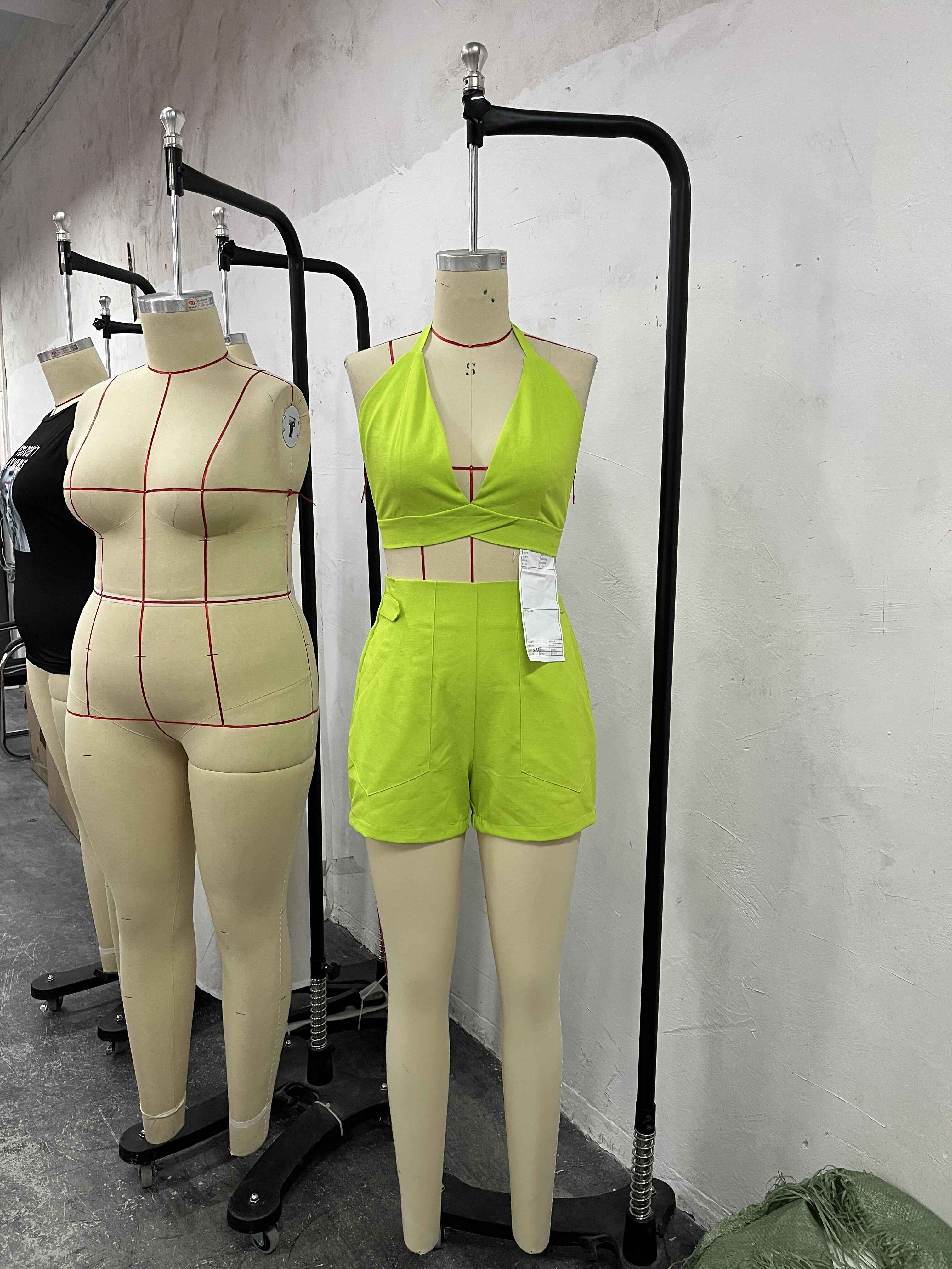 Women's Summer Sexy Halter V Neck Tank Top Shorts Two Piece Set 4