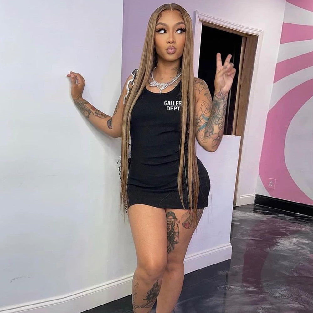 Women's Spring Printed U-Neck Slim Street Sexy Bodycon Dress 3