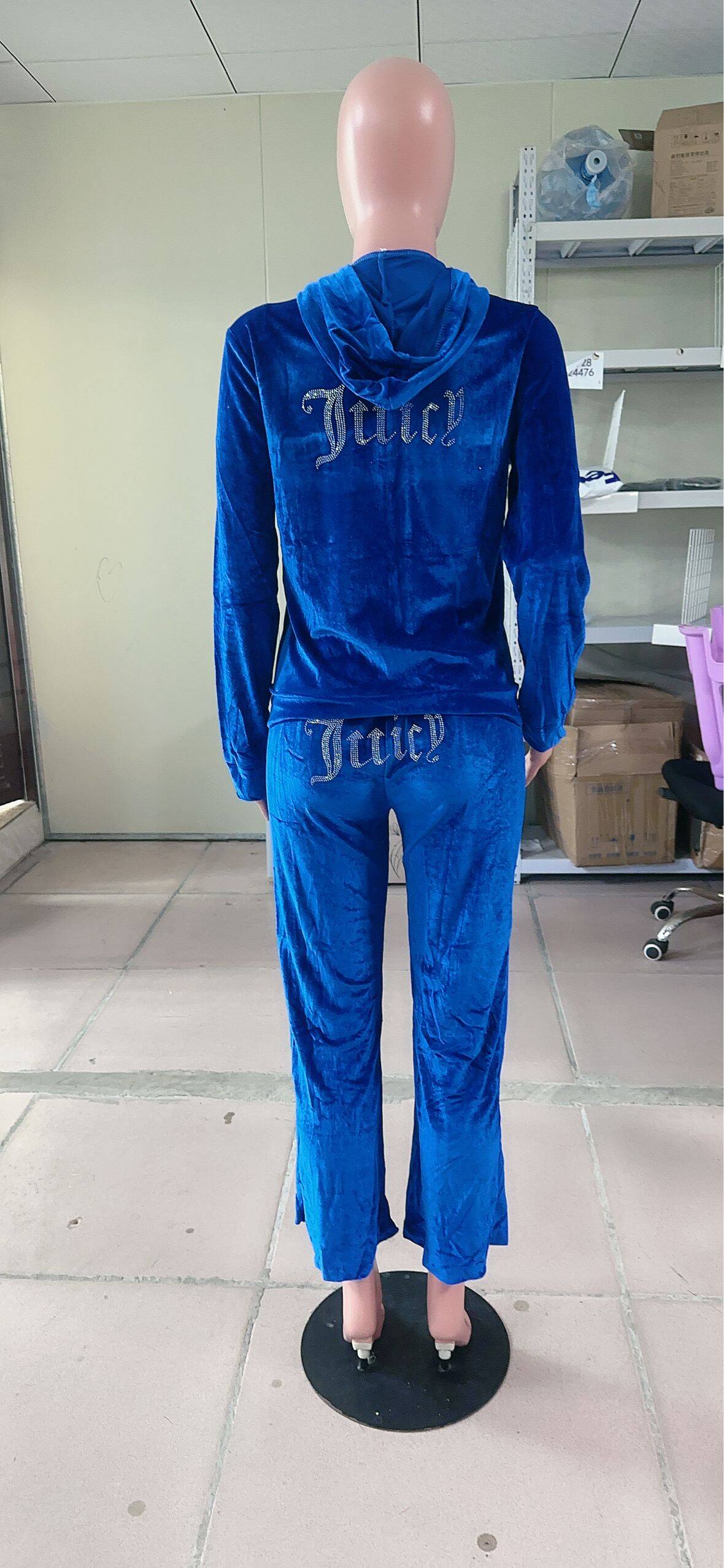 Fall Winter Tracksuits Fashion Beaded Velvet Sport Casual Two Piece Pants Set 19