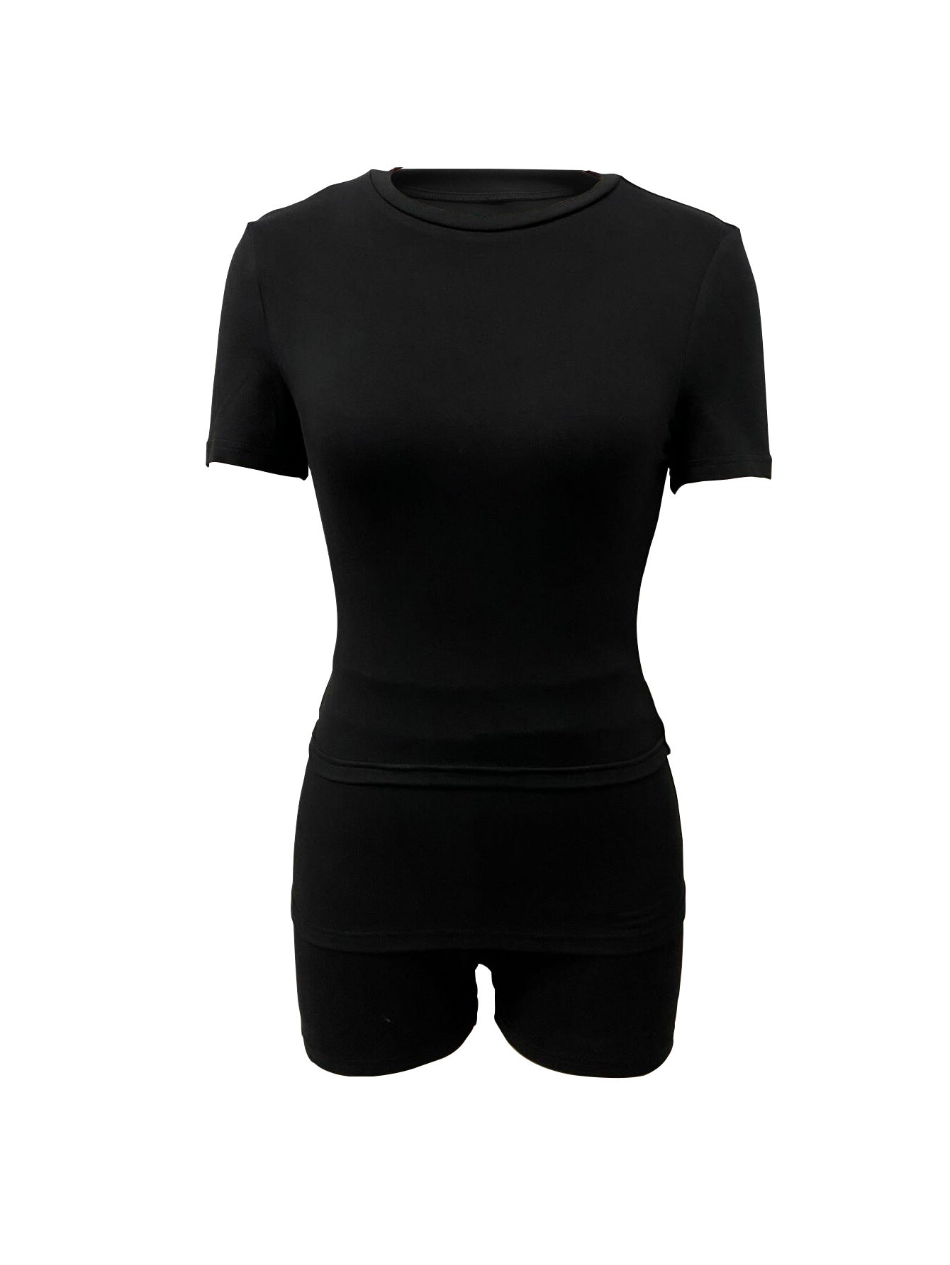 Women Round Neck Short Sleeve T-shirt Top and Casual Shorts Two-Piece Set 8