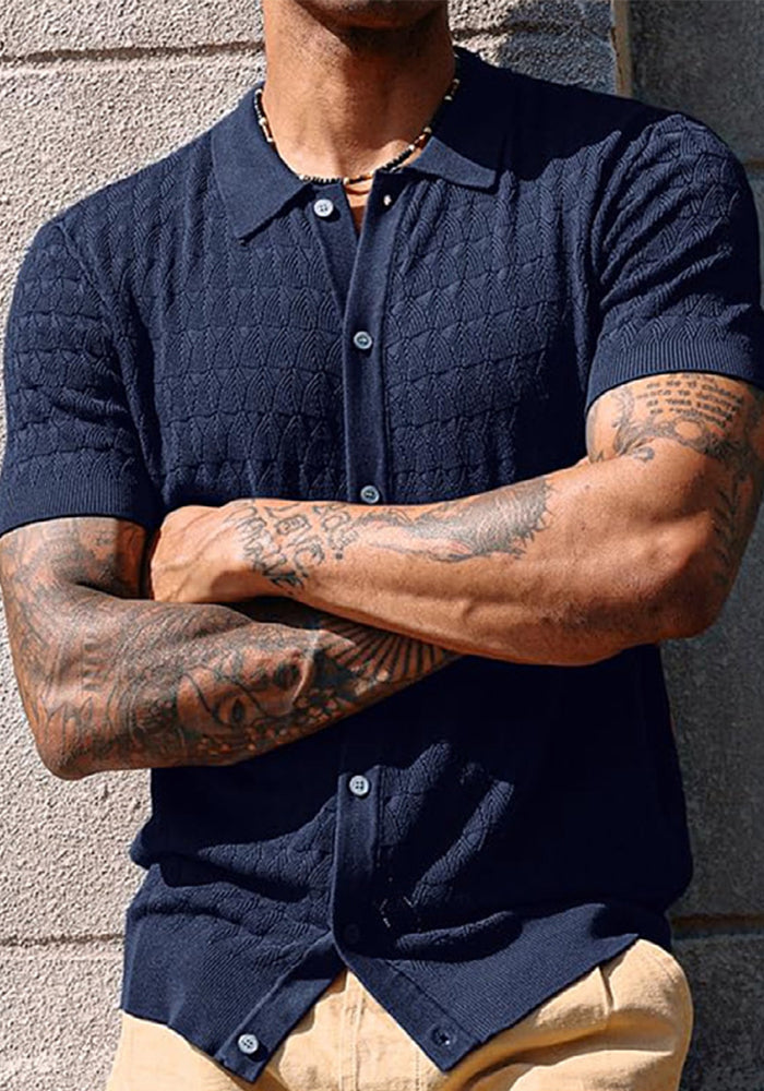 Men's Spring and summer knitting short-sleeved polo top