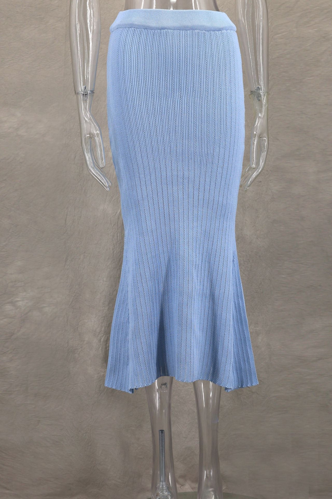 Autumn Winter Elegant Ruffled V-Neck Bodycon Fishtail Skirt Set 25