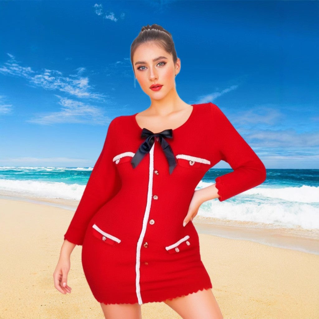 Chic Fashion Knit Long-Sleeve Bodycon Women's Dress 12