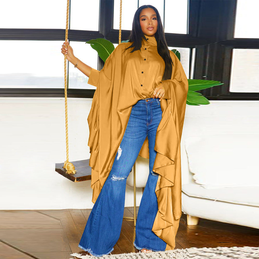 Women Fall Pleated Solid Shirt 4